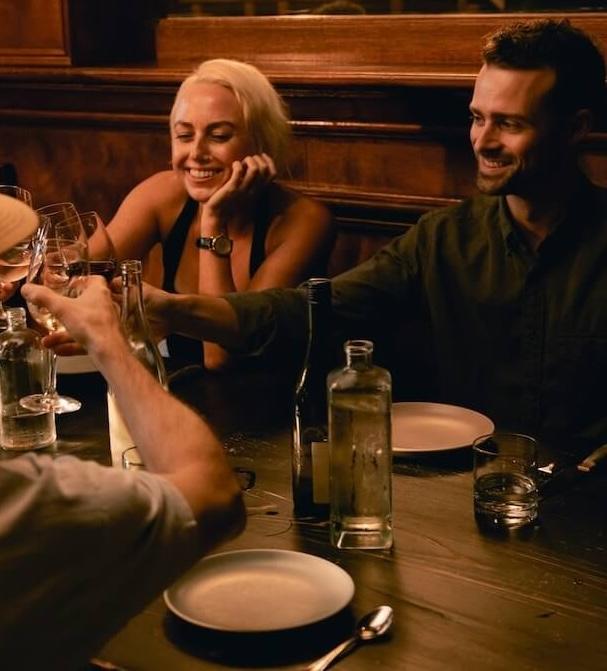 Friends laughing and smiling